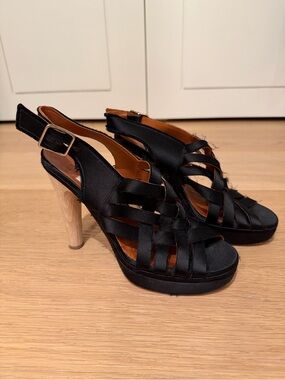 Lanvin Black Strappy High-Heel Platform Sandals
